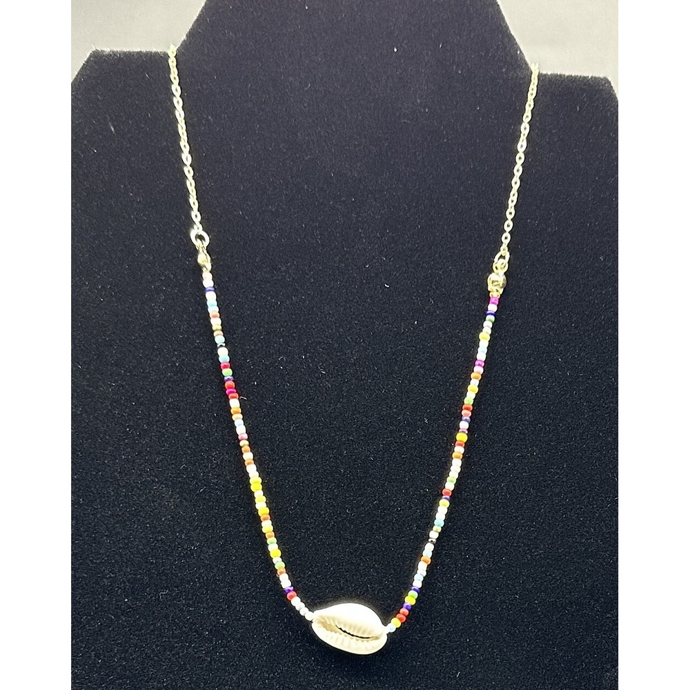 Dainty multicolor choker necklace‎ with shell 14-17"